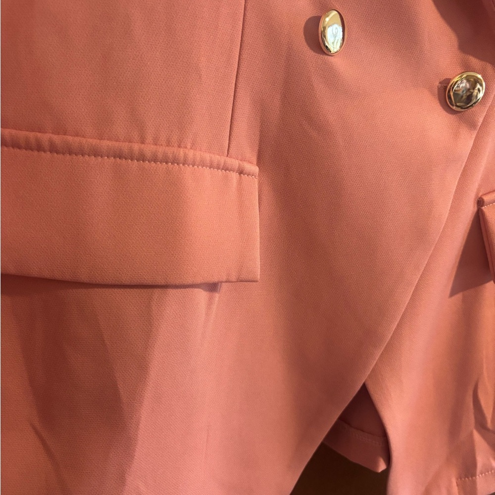 SHEIN Pink Double-Breasted Blazer with Gold Buttons - Picture 3 of 5